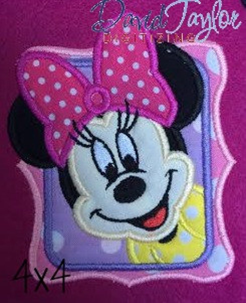 Minnie Frame 4x4, 5x7, 6x10 and 9x8 in 9 formats Applique Instant Download David Taylor Digitizing image 3