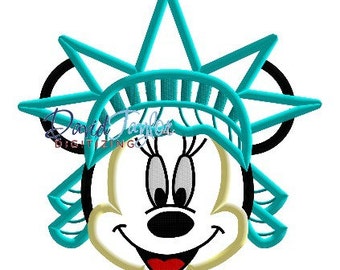 Minnie Liberty - 4x4, 5x7 and 6x10 in 9 formats - Applique - Instant Download - David Taylor Digitizing