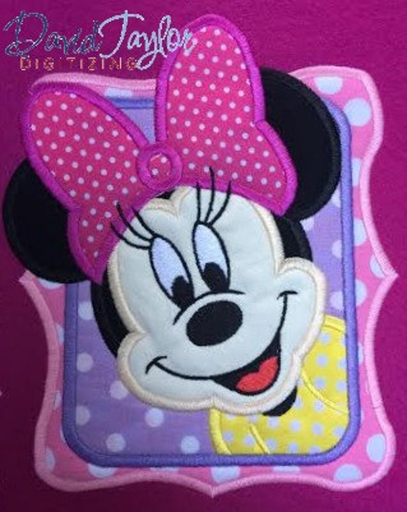 Minnie Frame 4x4, 5x7, 6x10 and 9x8 in 9 formats Applique Instant Download David Taylor Digitizing image 2