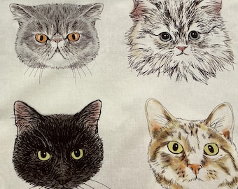 Limited! Sold by Panel cut Check measurements Precious cat faces All Cotton Ships from USA