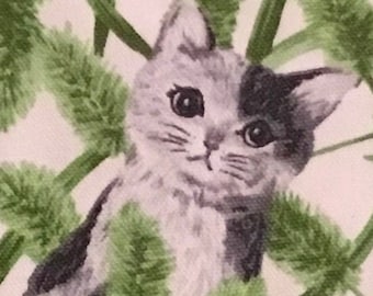 Fat Quarter cut Kawaii Cats In the grass All Cotton Canvas Ships from USA