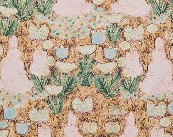 Sold by Fat Quarter cut  Spring Easter Sewing Rabbit  Woodland soft cotton Fat Quarter