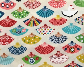 Sold by fat quarter cut  Fan and Crane fabric with White background