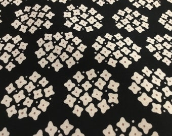 Sold by fat quarter cut  Small Flower print in Black color -All Cotton Canvas Fabric