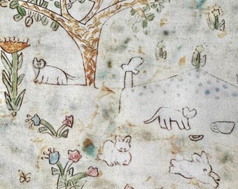 Sold by Fat Quarter cut Spring Easter Sewing Very sweet fabric! Mouse Rabbit Bear Cat Tea Party Woodland soft cotton Adorable!