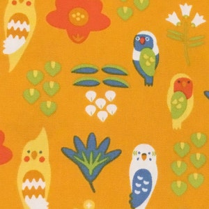 Bird Lovers! Parrots and other Birds on Orange background  All Cotton Canvas Ships from USA