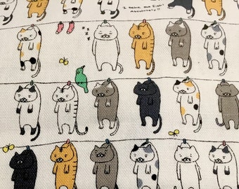 Fat Quarter Kawaii Cats Line Dry All Cotton Canvas