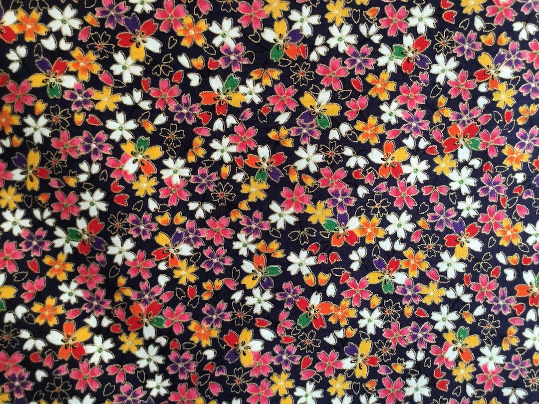 Sakura Fabric in Black All Cotton Ships From USA - Etsy