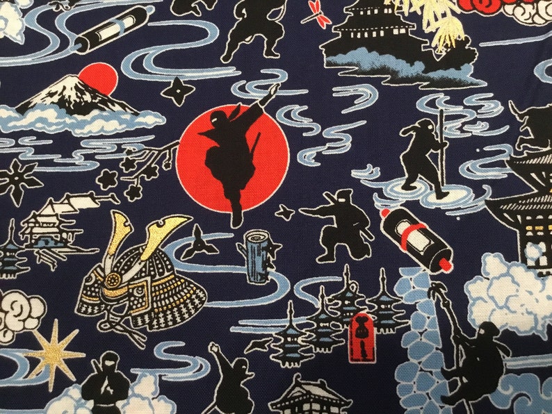 Sold by Fat Quarter Cut Anime Ninja Warrior Fabric Navy Blue - Etsy