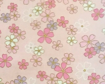 Sold by fat quarter cut Kawaii Sakura print in Pink All Cotton  Ships from USA