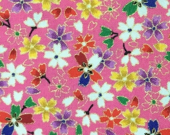 Sold by fat quarter cut  Sakura Fabric in Pink