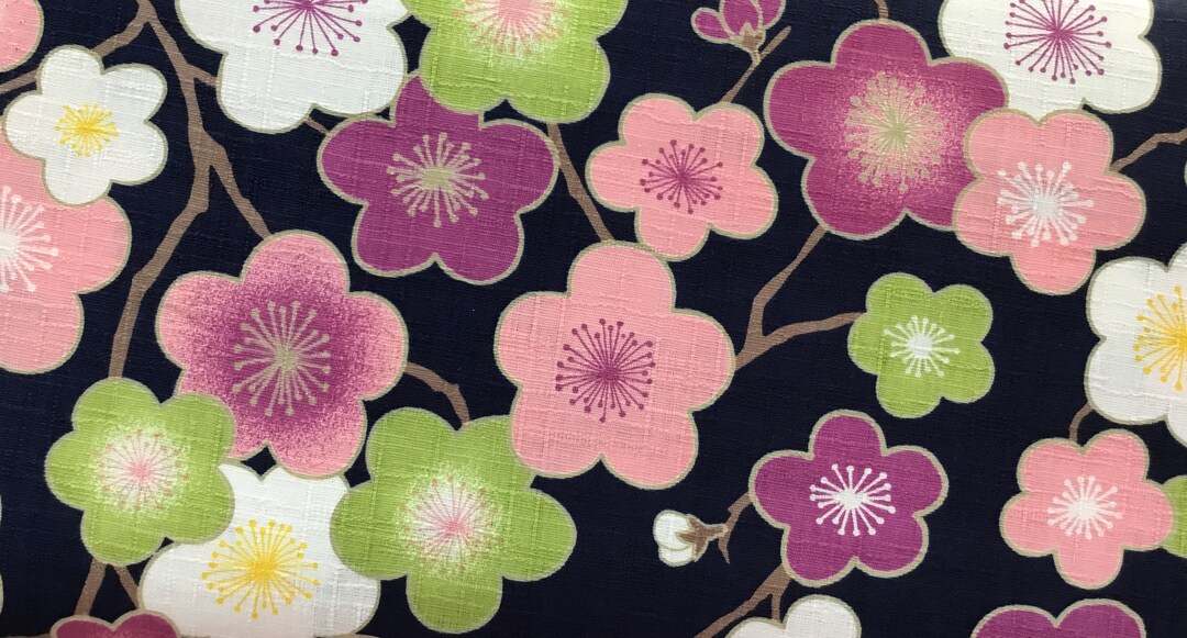 Sold by Fat Quarter Cut Ume Plum Blossom Cotton Dobby Navy - Etsy