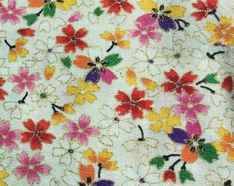 Sold by fat quarter cut  Sakura Fabric in Off White
