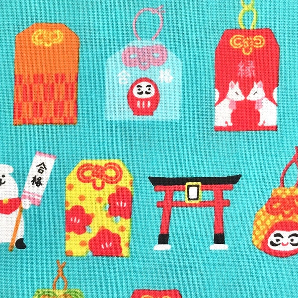 Vendido por corte de cuarto de grasa Tela Kawaii Good Luck Omamori Amulet Charm Todo algodón Envíos desde EE. UU.