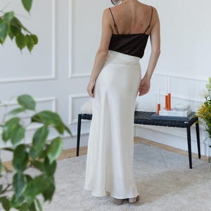 White Silk Maxi Skirt, Elegant Evening Silk Skirt, Bridal Silk Wedding Skirt, Floor Length Silk Skirt, Luxury Formal Silk Skirt