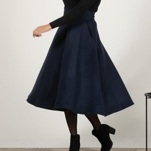 High Waist Wool Midi Skirt, Plus Size Winter Skirt, Modest Bell Circle Woolen Skirt, Flared Wool Walking Skirt, 1940s Style Flowy Skirt