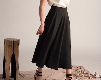 Black Formal Midi Ruffled Skirt Size 12 Etsy