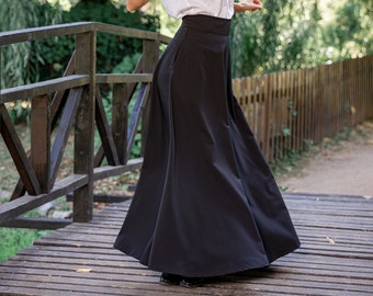 Victorian Walking Skirt, Maxi Riding Skirt, Edwardian Style Skirt, Formal Black Skirt, 1880s Inspired Full Gored Skirt, Plus Size Clothing