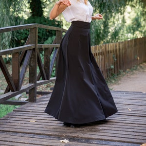 Victorian Walking Skirt, Maxi Riding Skirt, Edwardian Style Skirt, Formal Black Skirt, 1880s Inspired Full Gored Skirt, Plus Size Clothing