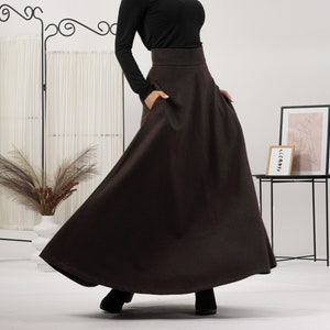 Wool Maxi Victorian Walking Skirt, Long Riding Skirt, Dark Academia Plus Size Clothing, Winter Edwardian Wool Skirt, 1910s Style Flare Skirt