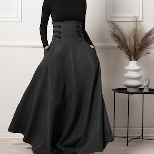 Edwardian Style Skirt, Brown Victorian Skirt, Maxi Riding Skirt, Gothic Wedding Guest Skirt, Dark Academia Clothing, Winter Circle Skirt image 4