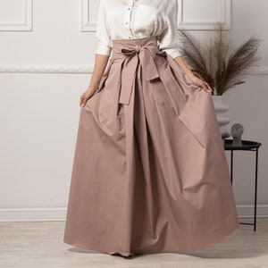 Vintage Inspired Edwardian Walking Skirt, Rose Pink Maxi Cotton Skirt, High Waist Long Formal Skirt, Mother of the Bride Outfit Skirt