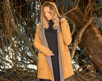 Günstiger Pullover Frauen Plus Größe Plüsch Tops Kapuze Lose Strickjacke Wollmantel Winterjacke Mantel Jack (Navy, XXXXL