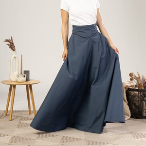 1900s Vintage Inspired Edwardian Blue Skirt, Maxi Summer Skirt Outfit, Cotton Skirt for Ladies, High Waist Pockets Skirt, Flowy Gown Skirt