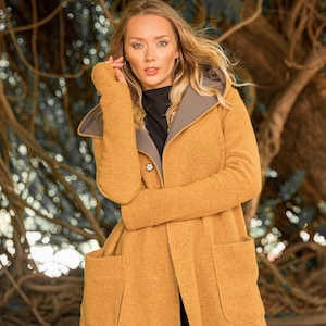 Boiled Wool Cardigan Minimalist Mustard Cardigan Plus Size