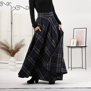 Wool Tartan Winter Skirt, Long Plaid Maxi Skirt, Plus Size Woolen Skirt, Edwardian Style Skirt, Wool Wrap Blanket Skirt, Full Medieval Skirt