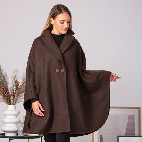 Ladies Oversized Wool Cape Coat Winter 
