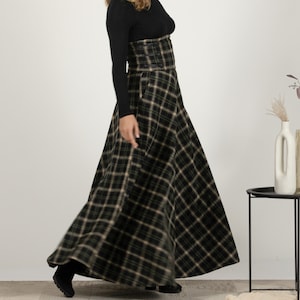 Wool Midi Plaid Skirt High Waist Tartan Skirt Plus Size Winter Skirt Check Bell Circle Skirt Wool Walking Skirt 1940s Style Skirt Etsy UK