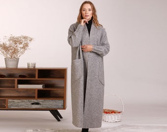 maxi wool cardigan