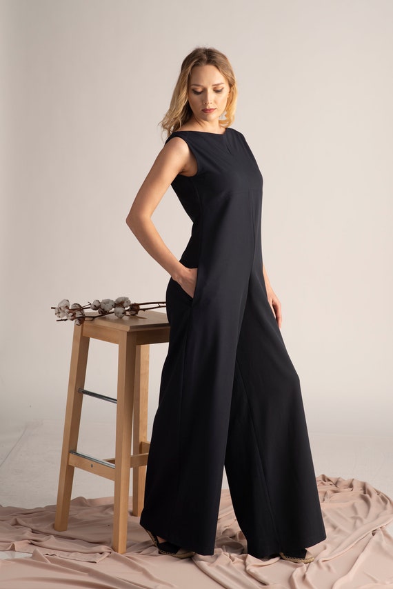 Elegant Formal Plus Size Jumpsuit, Mother of the Bride Jumpsuit,  Alternative Wedding Outfit, Cocktail Party Overall, Dressy Palazzo Jumpsuit  -  New Zealand