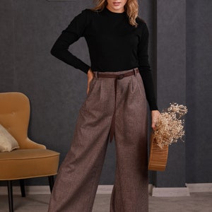 Wide Leg Wool Pants Palazzo Trouser Pants High Waisted - Etsy