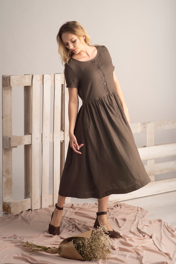 smock dress linen