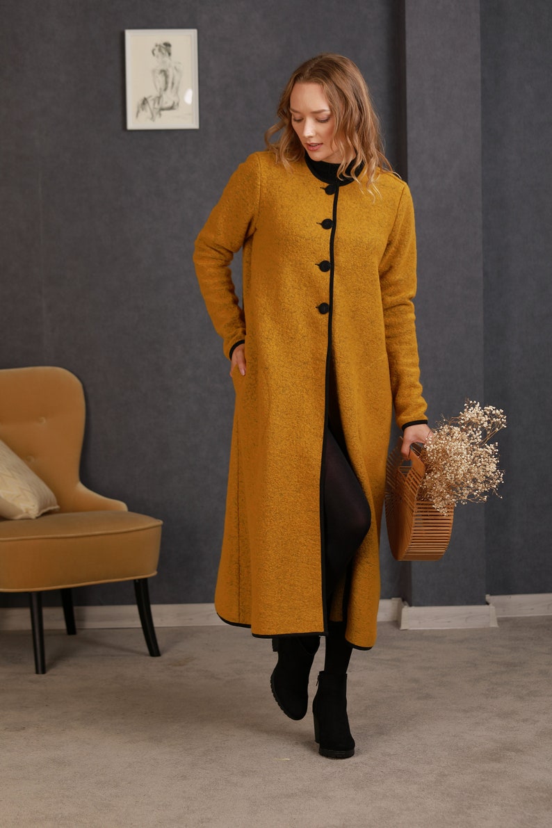 Mustard Wool Cardigan Long Winter Cardigan Wool Cardigan | Etsy