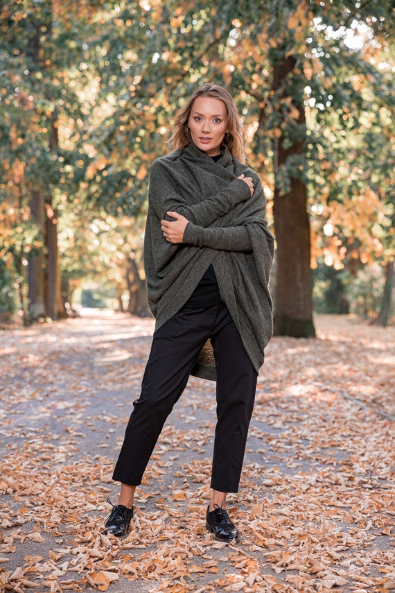 Plus Size Green Kimono Cardigan 