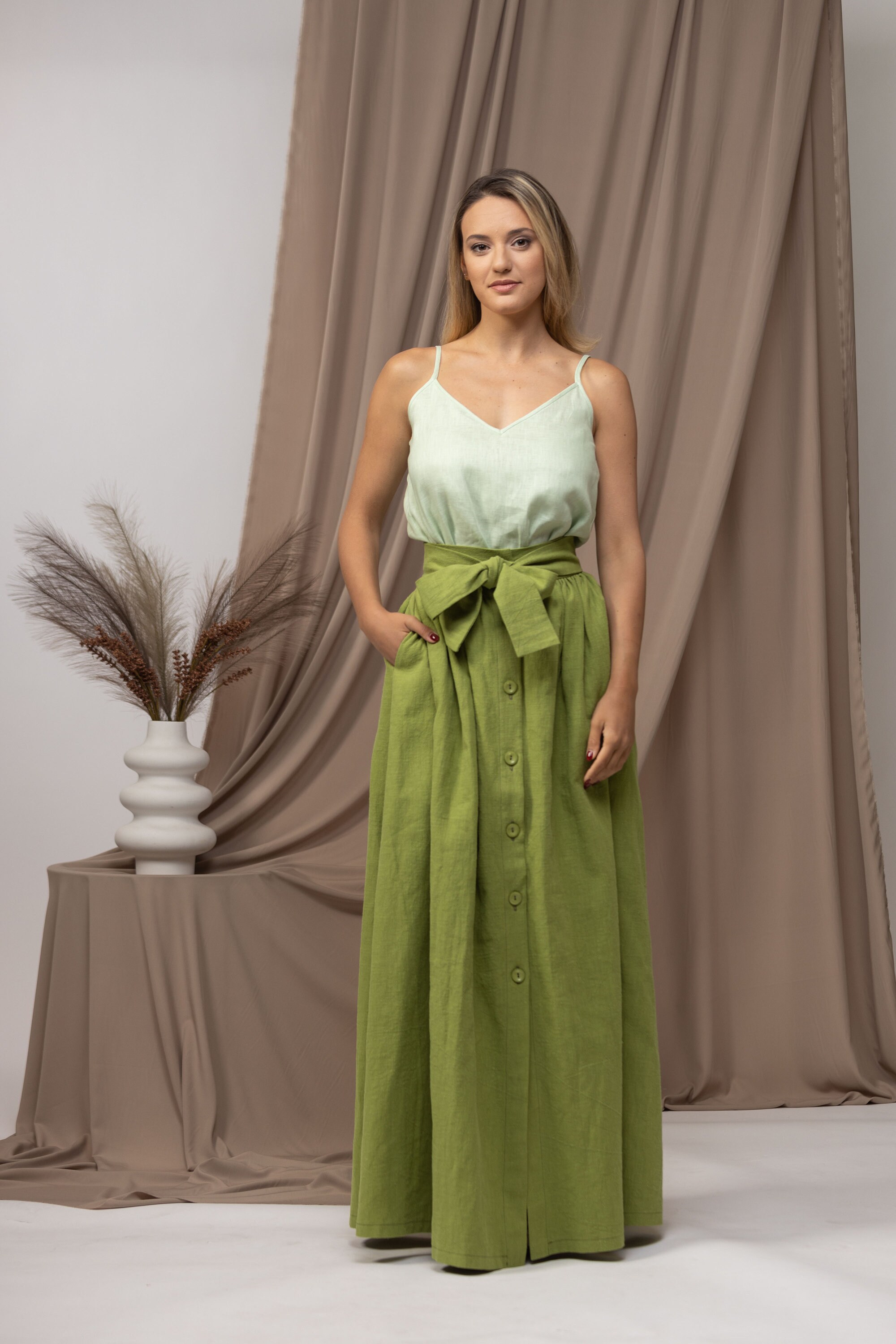 SACRA RUSTIC LINEN SKIRT ロングスカート SACRA RUSTIC LINEN SKIRT ロングスカート 買取入荷】23SS SACRA