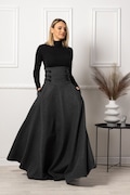 Wool Victorian Maxi Skirt, Dark Academia Clothing, High Waist Full Skirt, Edwardian Walking Skirt, Steampunk Clothing, Plus Size Bell Skirt product logo