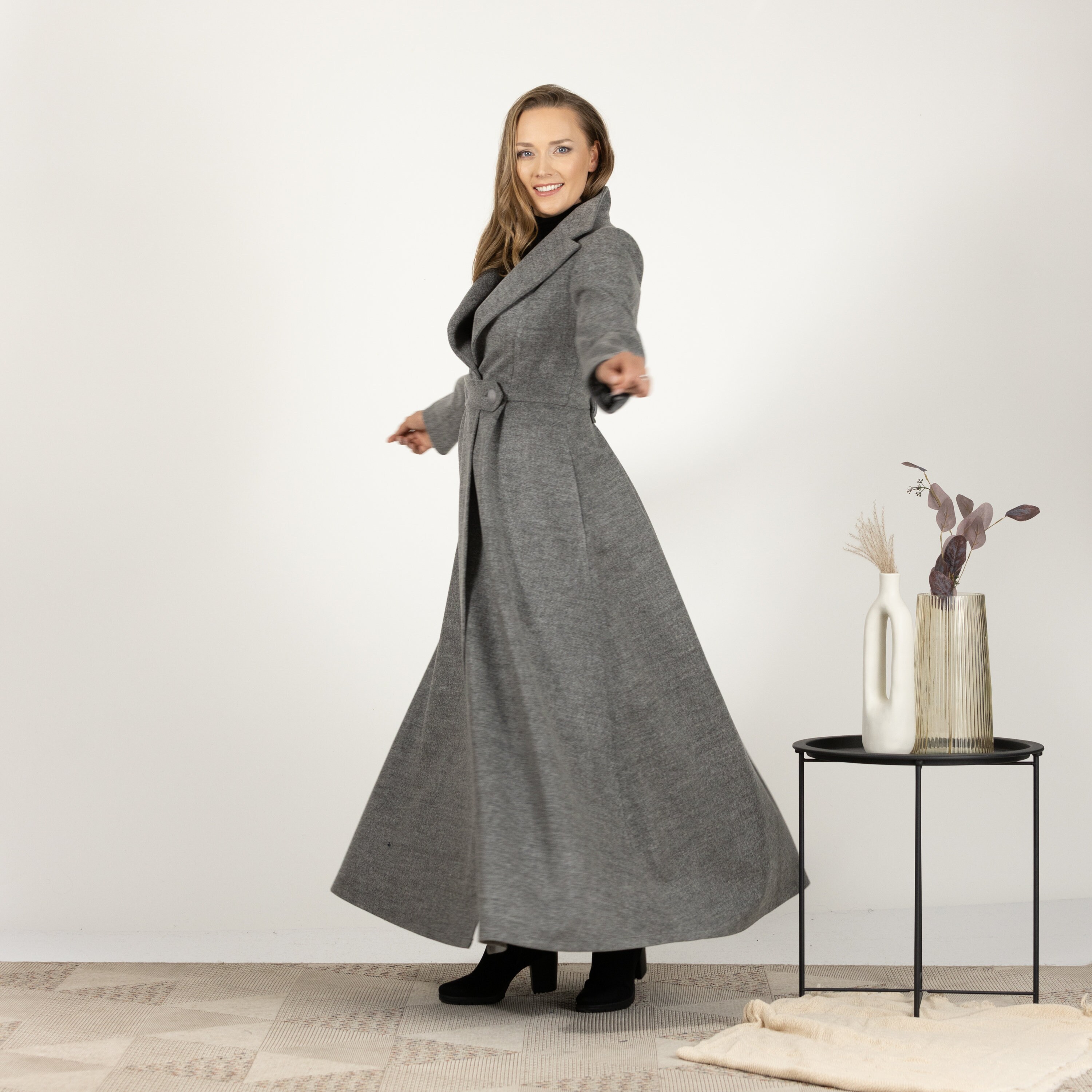 Victorian Maxi Vintage Style Coat, Winter Edwardian Long Trench