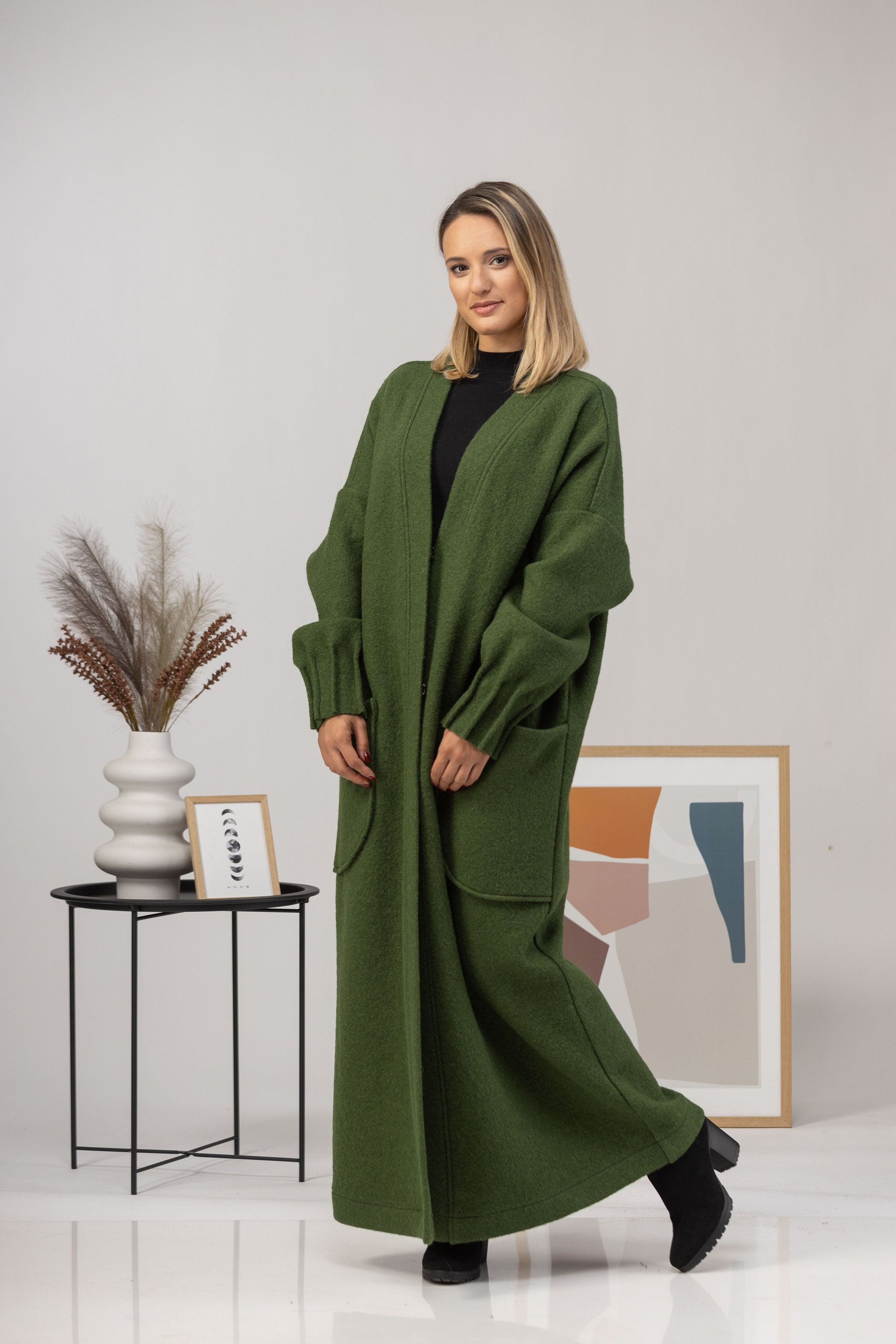 Wool Long Cardigan, Maxi Oversize Cardigan, Winter Wool Jacket, Forest Green Sweater Cardigan With Huge Pockets, Plus Size Winter Clothing - Etsy Wool Long Cardigan, Maxi Oversize Cardigan, Winter Wool Jacket, Forest Green Sweater Cardigan With Huge Pockets, Plus Size Winter Clothing - Etsy