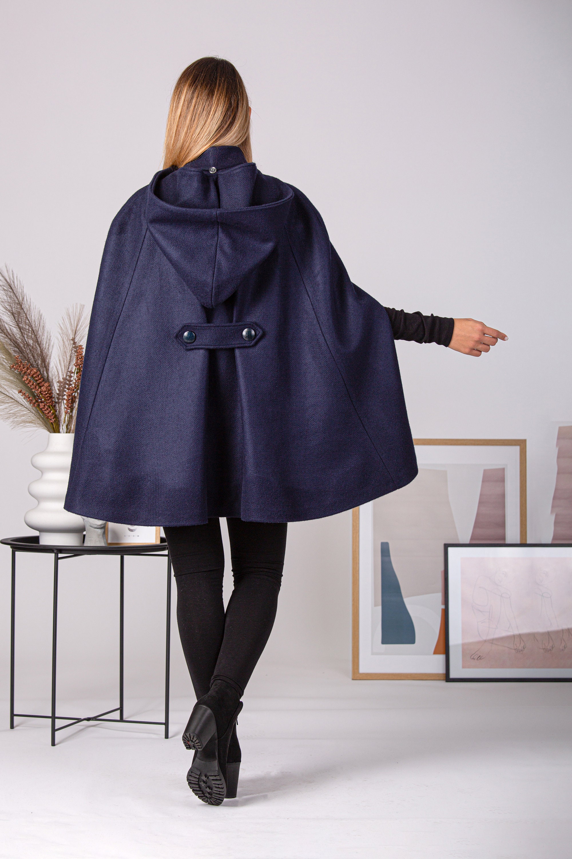 Navy blue cape jacket hotsell