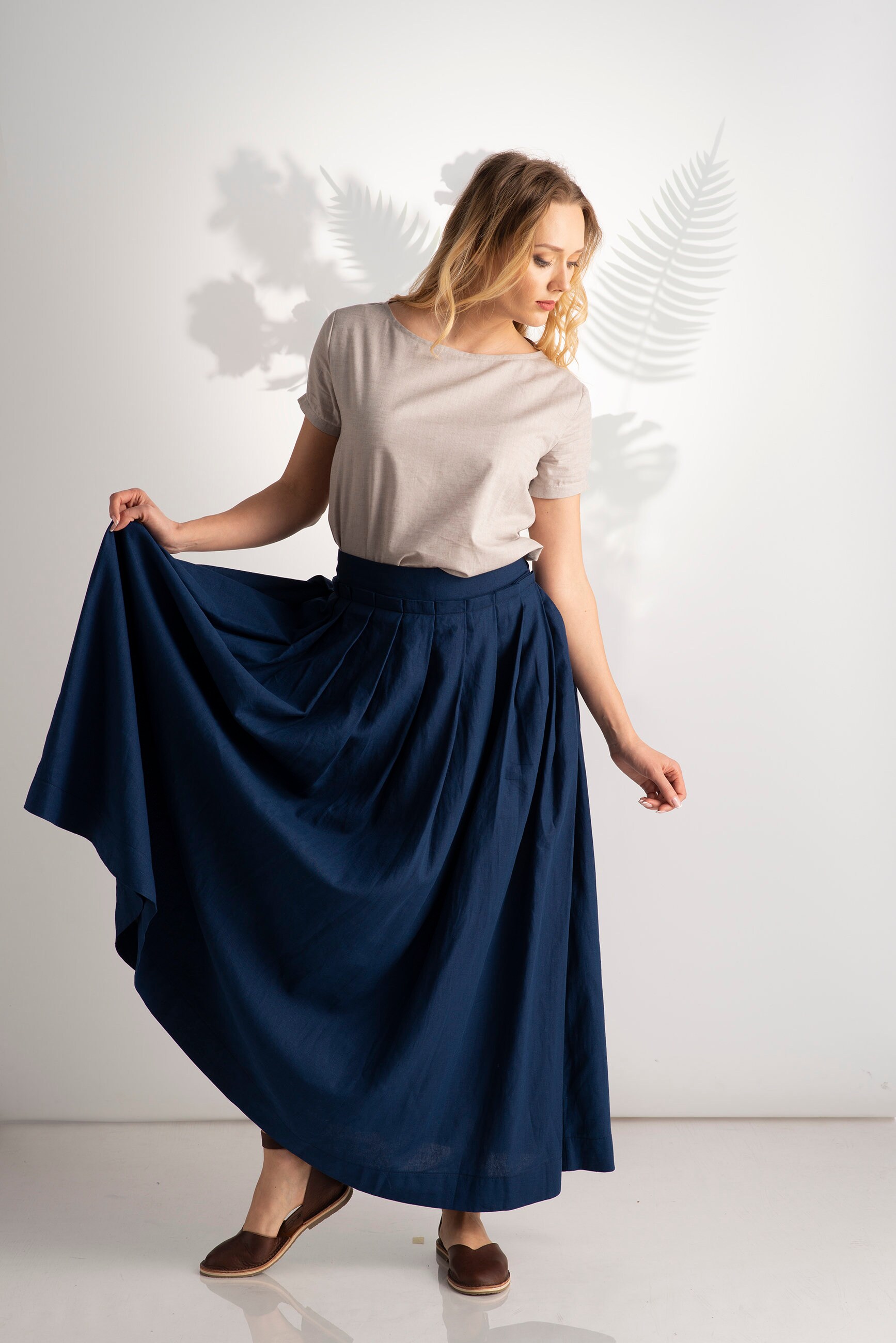 Linen Skirt Denim Linen Skirt Linen Maxi Skirt Linen Etsy