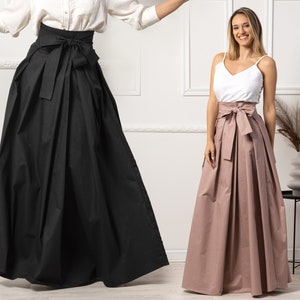 Edwardian Walking Ball Gown Riding Skirt, Solid Cotton Summer Maxi Skirt, Full-Length Gathered Skirt, High Waist Plus Size Victorian Skirt