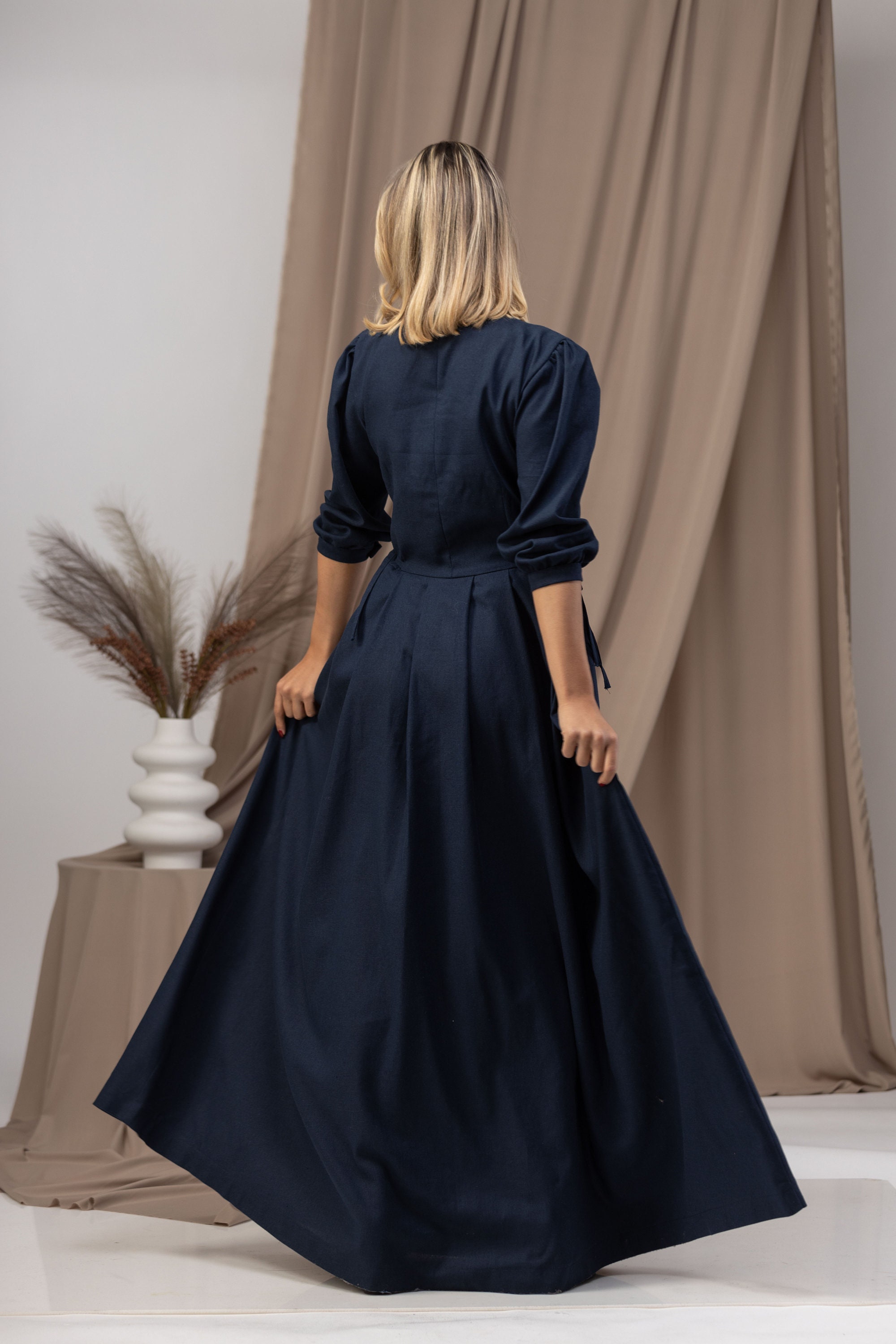 women's plus size navy blue dress Agnes Orinda Women's Plus Size Office Dress 3/4 Sleeve 50s 60s Vintage Cocktail Dress Wear to Work Dresses 3X Navy Blue, Size: 3XL, Black