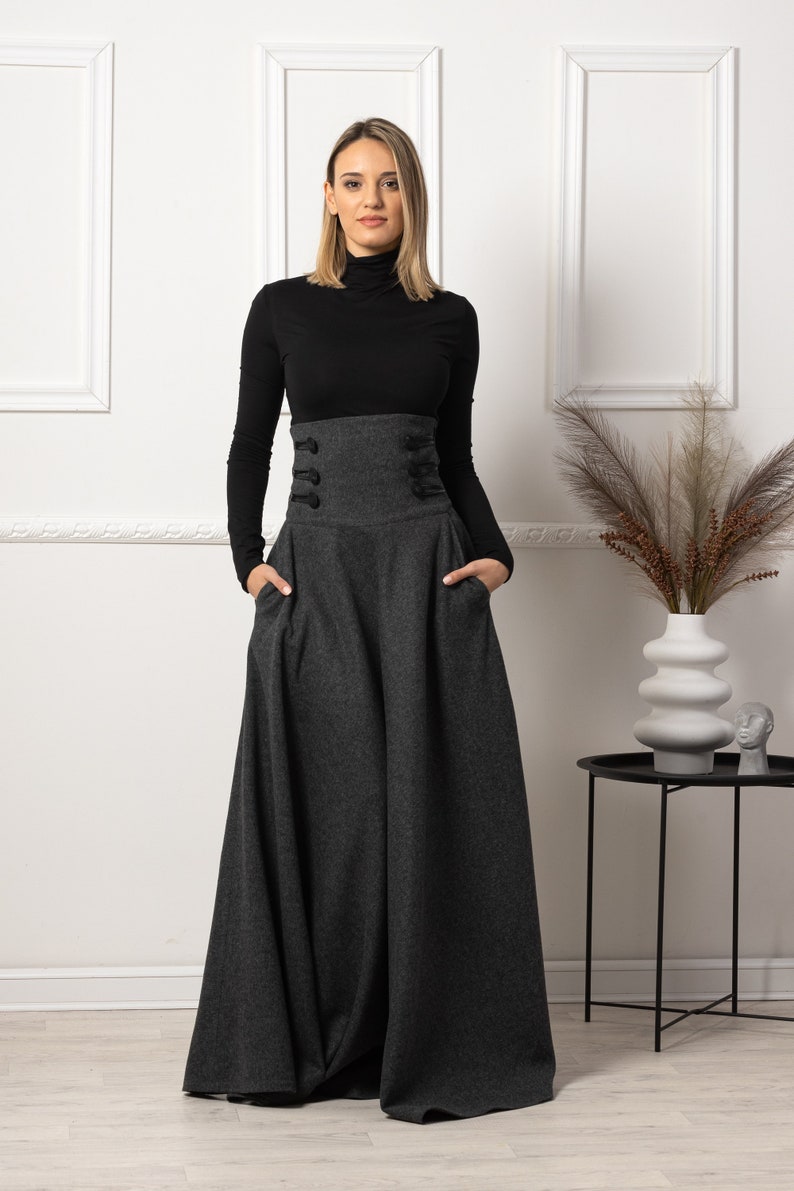 Edwardian Style Skirt, Brown Victorian Skirt, Maxi Riding Skirt, Gothic Wedding Guest Skirt, Dark Academia Clothing, Winter Circle Skirt image 5