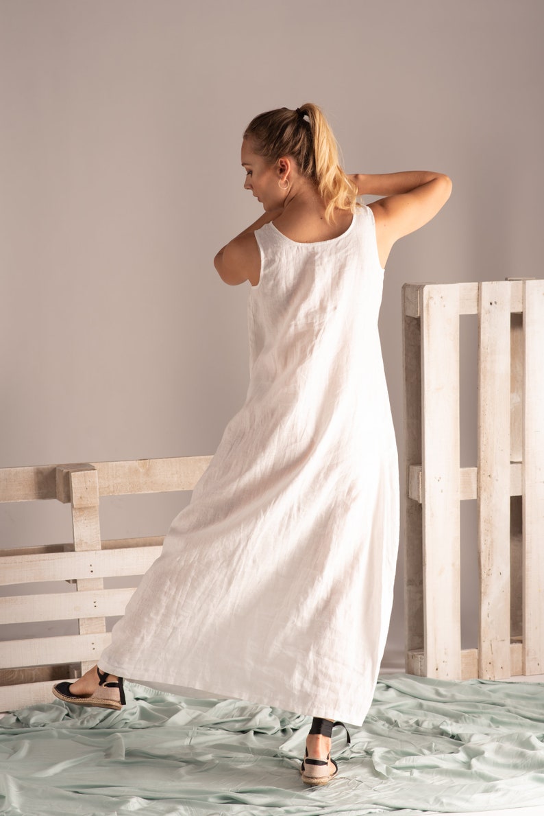 White Linen Dress Linen Maxi Dress Linen Clothing White - Etsy
