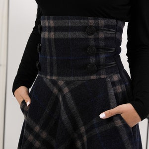 Tartan Plaid Edwardian Skirt, Wool Walking Skirt, Outlander Wool Skirt, Scottish Style Maxi Skirt, Dark Academia Long Winter Riding Skirt image 8