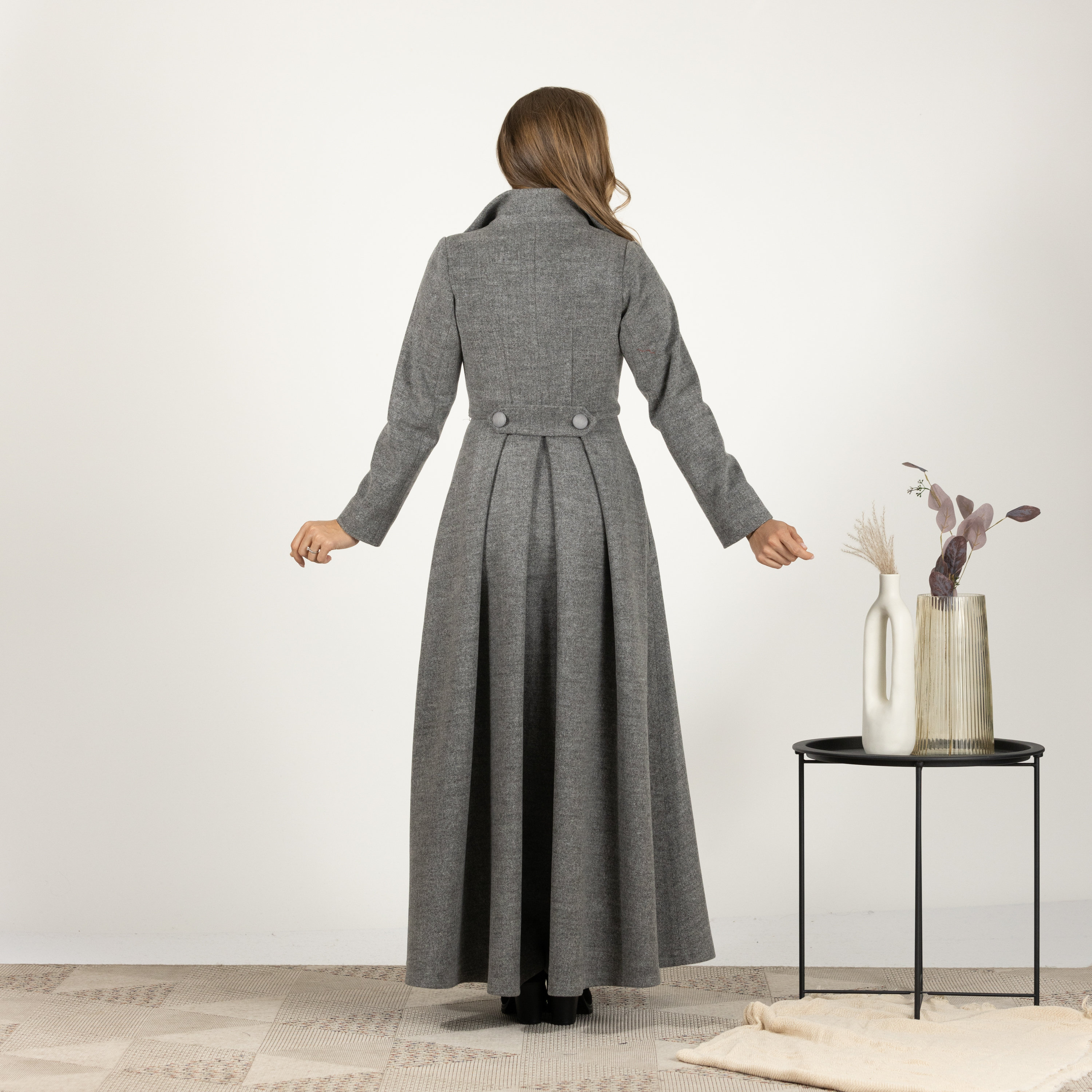 Victorian Maxi Vintage Style Coat, Winter Edwardian Long Trench